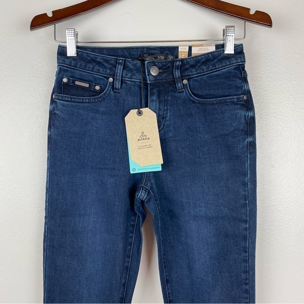 Prana Sienna Stretch Skinny Jeans Deep Blue Organic Cotton Size 2/26 NWT - Picture 4 of 9